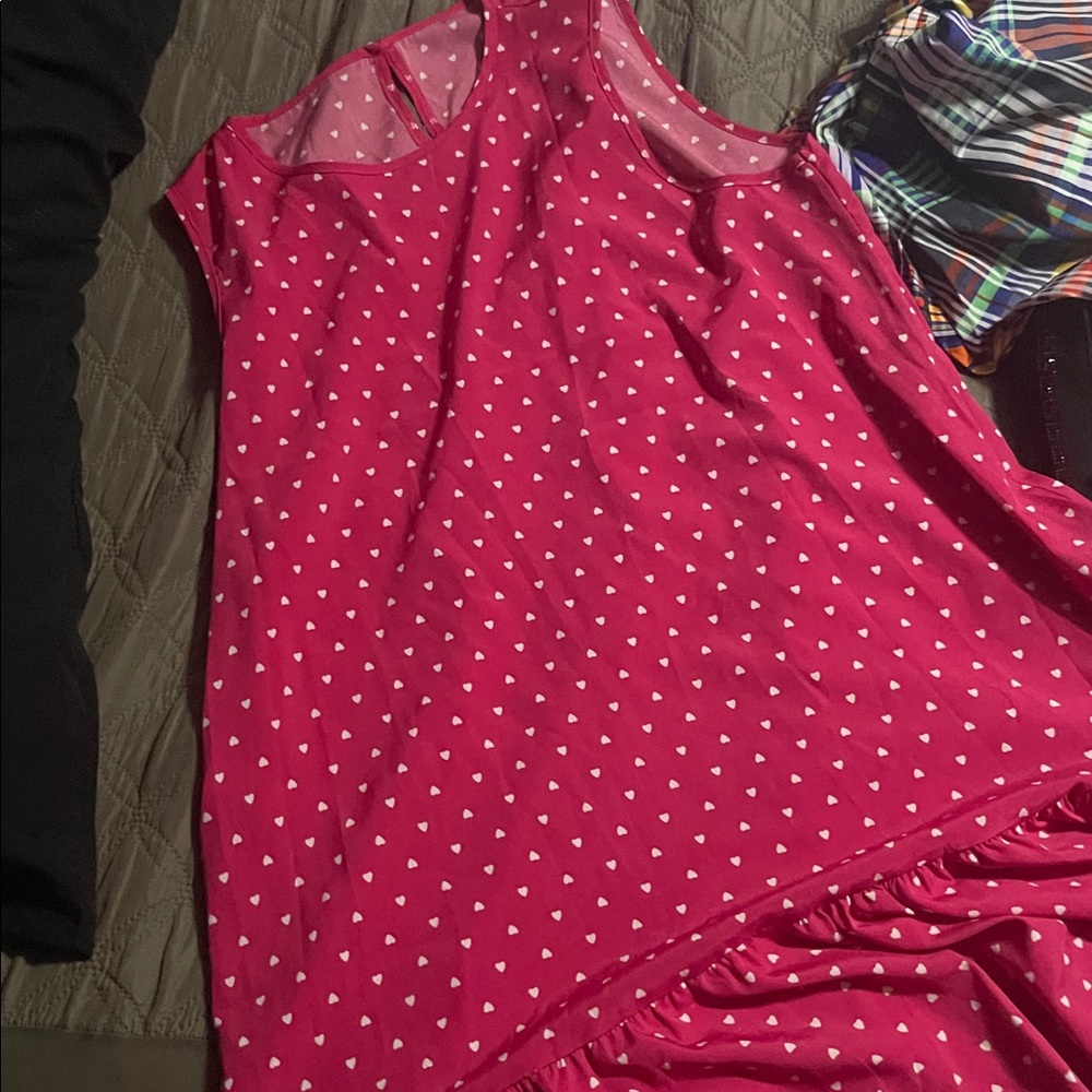 Pink Heart Patterned Sleeveless Dress